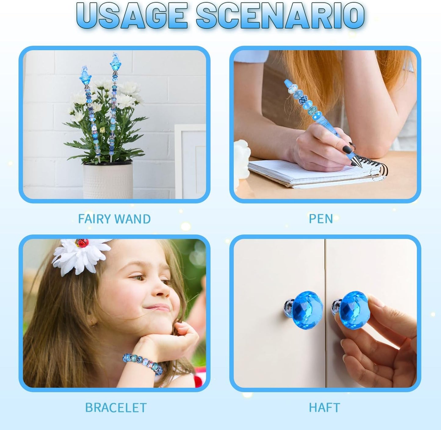 158 Pcs DIY Fairy Wand Garden Stakes Kit,Multiple Color Scheme European Beads Crystal Diamond Tops and 12 or 10 Inch Threaded Rods,Stainless Steel Stakes with Diamond Toppe(Purple)