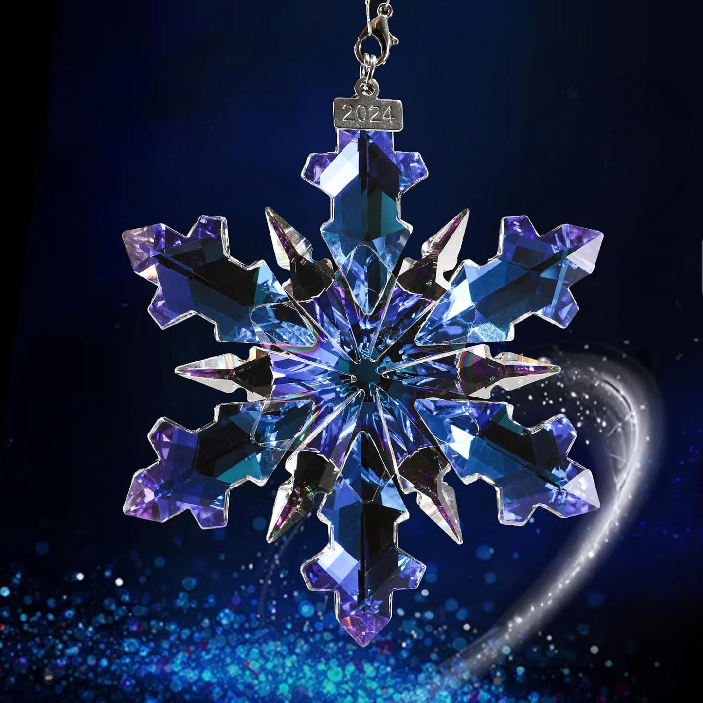 2024 Annual Edition Crystal Snowflake Ornament Christmas Ornament Home Decor Gift (Multicolour)
