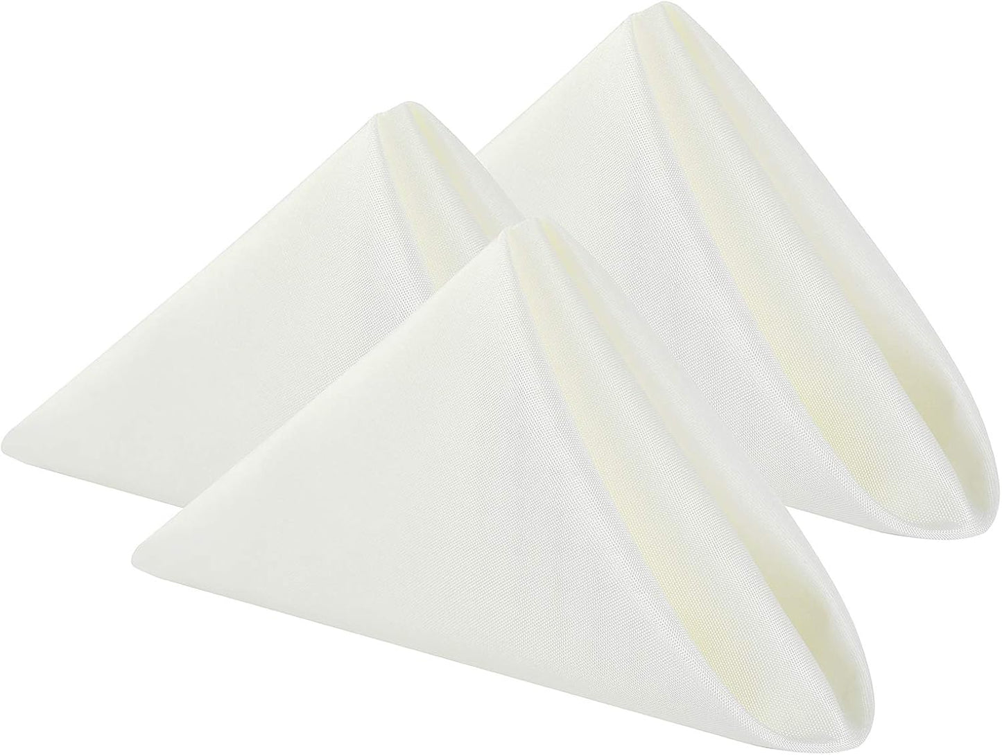 Cloth Napkins 17x17 inch Washable Polyester Dinner Napkins Soft Table Napkins for Wedding Party Dining Banquet(Ivory,12PCS)