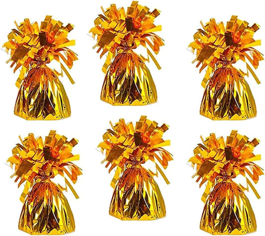 Metallic Balloon Weights, Birthday Party Favors, Novelty and Gag Gifts, 5.5" Inches, 6-Pack (Orange)