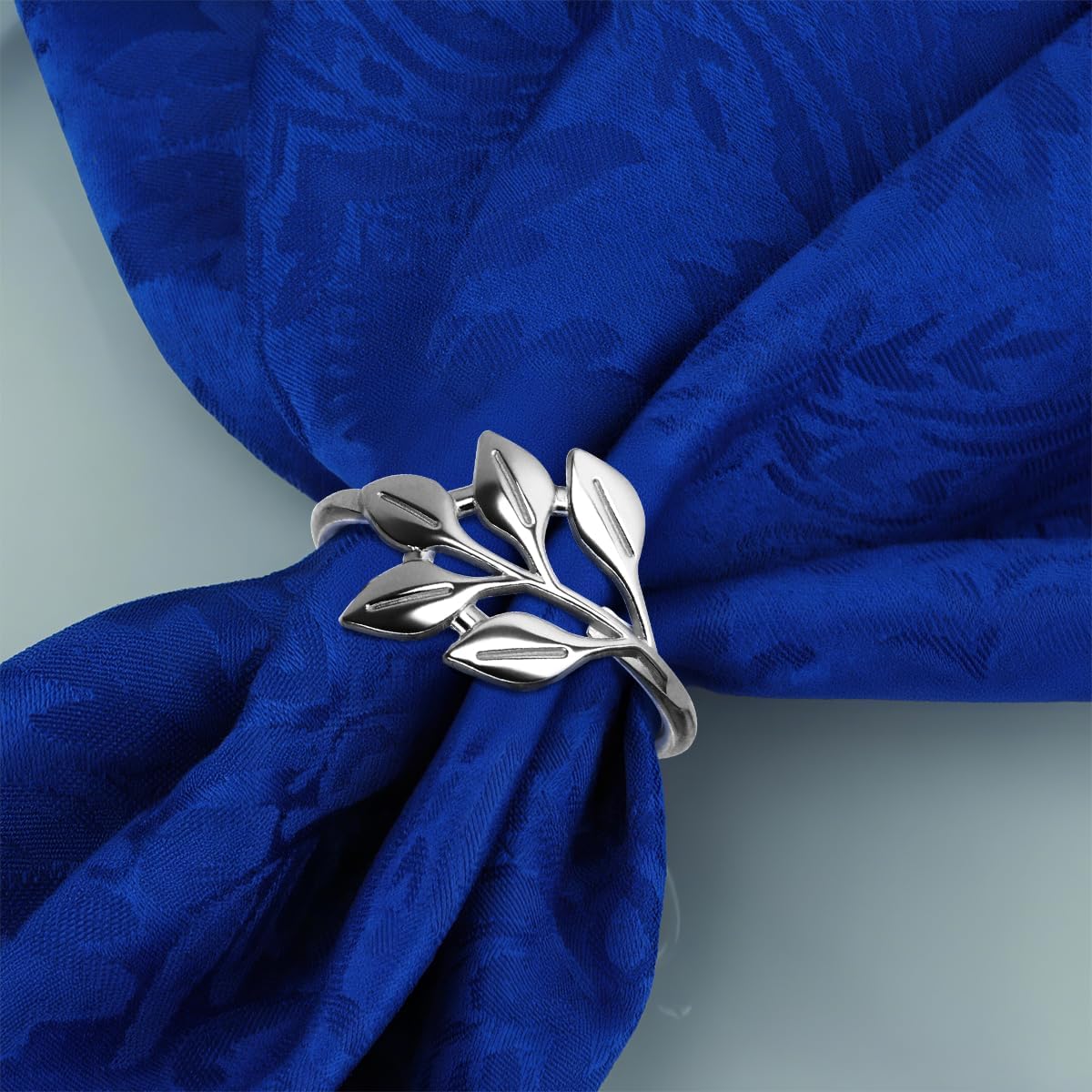 40 Pcs Leaf Napkin Rings Set, Silver Metal Napkins Rings Holders Bulk for Cloth Napkins Table Adornment for Wedding, Birthday, Thanksgiving, Christmas, Banquet, Dinning Table Decorations