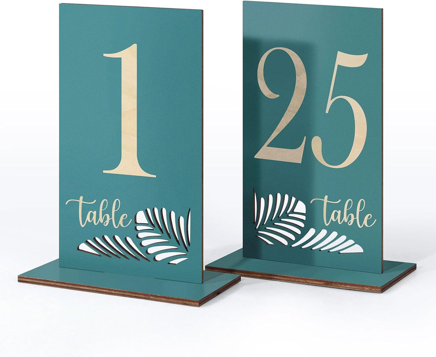Wooden Table Numbers 1-25,3.2x5.8 Inch Double Sided Rustic Blue Wedding Table Number Signs with Wooden Base,Wedding Centerpieces for Banquet Restaurant Party Decor (Blue, 1-25)