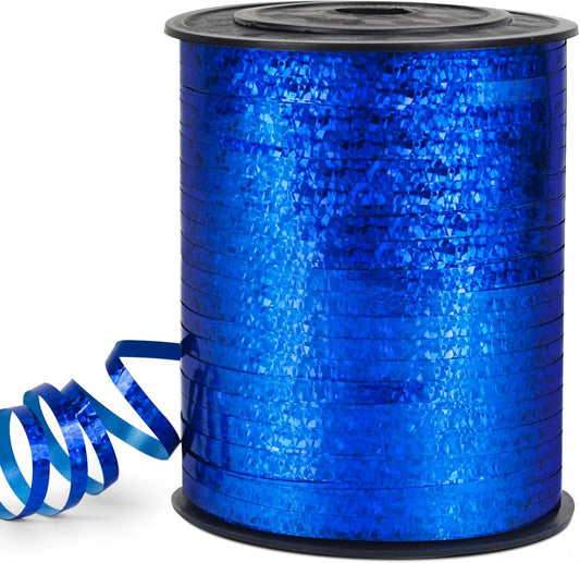 Blue Curling Ribbon - 500 Yard Shiny Metallic Curly, Thin Gift Ribbon for Wrapping, Balloons, Florist Flowers