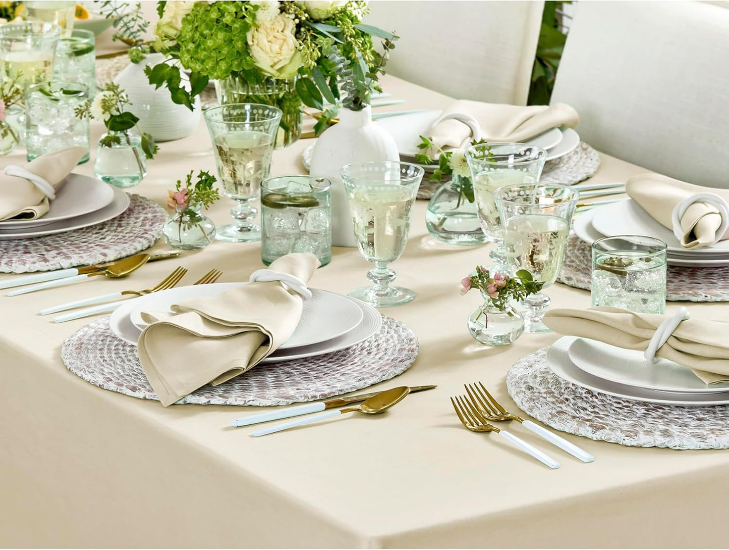 Solino Home Linen Tablecloth 52 x 52 Inch - 100% Pure Linen Birch Square Tablecloth - Fete, Machine Washable Table Throw for Fall, Autumn, Thanksgiving