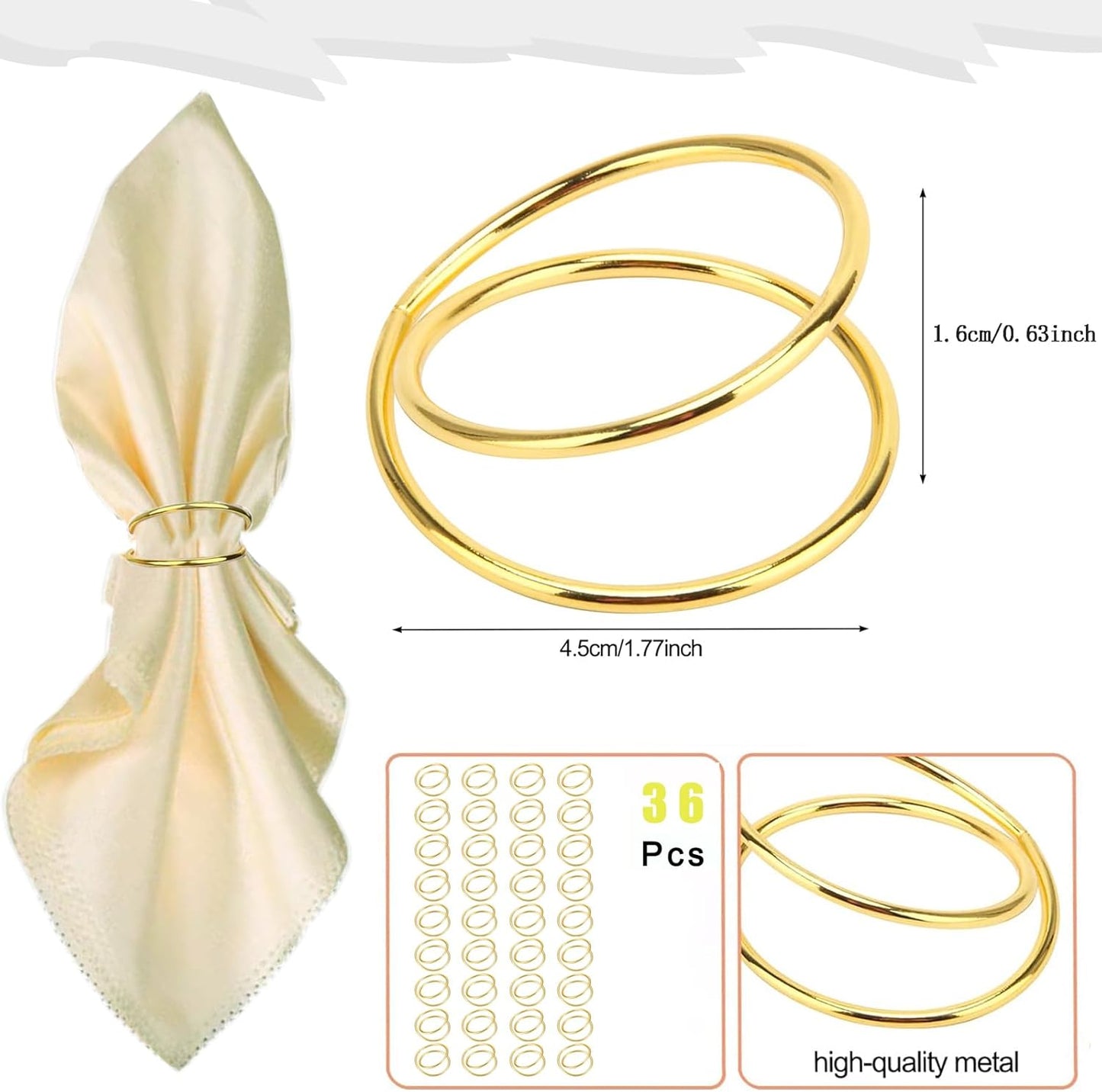 Gold Napkin Rings - 36 PCS Metal Spiral Napkin Rings(Spiral) Napkin Holders Buckles for Family Dinner, Wedding, Party,Table Decorations