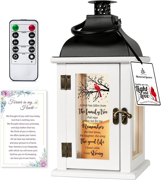 Memorial Lantern - Bereavement Sympathy Gifts for Loss of Loved One - Remembrance Gifts with LED Candle and Remote