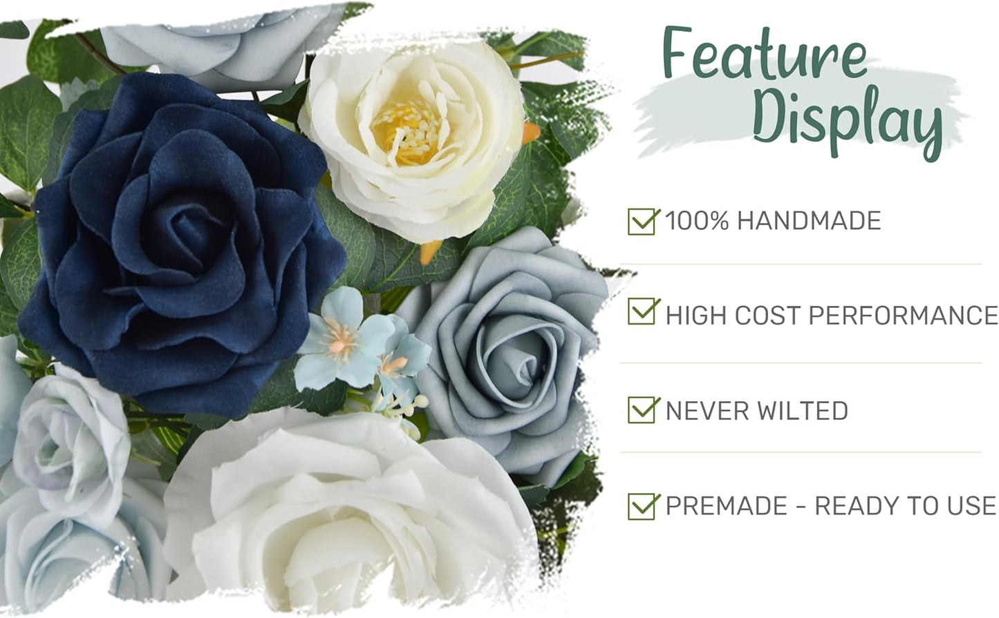 Arch Flower Kit of 2 - Artificial Floral Swag for Wedding Welcome Sign, Reception Ceremony Signs, Chair Decor (Dusty Blue & Ivory)