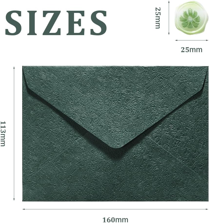 30 Pieces A6 Envelopes with 30 Seal Stickers, 6.32 x 4.45 inch Envelopes for 4 x 6 Wedding Invitation Cards, Greeting Cards, Graduation, Birthday Party Invitations, Green.