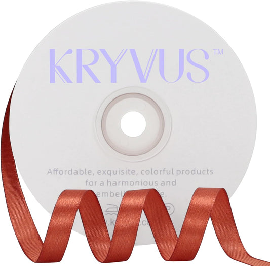 Copper Satin Ribbon 3/8 inch X Continuous 50 Yards, Single Face Polyester Ribbon Perfect for Gift Wrapping, Flower Bouquet, Wedding Decor, Crafts, Bow Making, Sewing and More