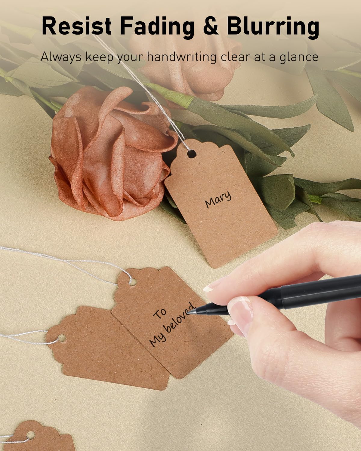 Uniclife 200 Pcs Writable Brown Kraft Paper Tags, 1.8" x 1.05" - Price Display Labels for Clothing, Jewelry, Merchandise