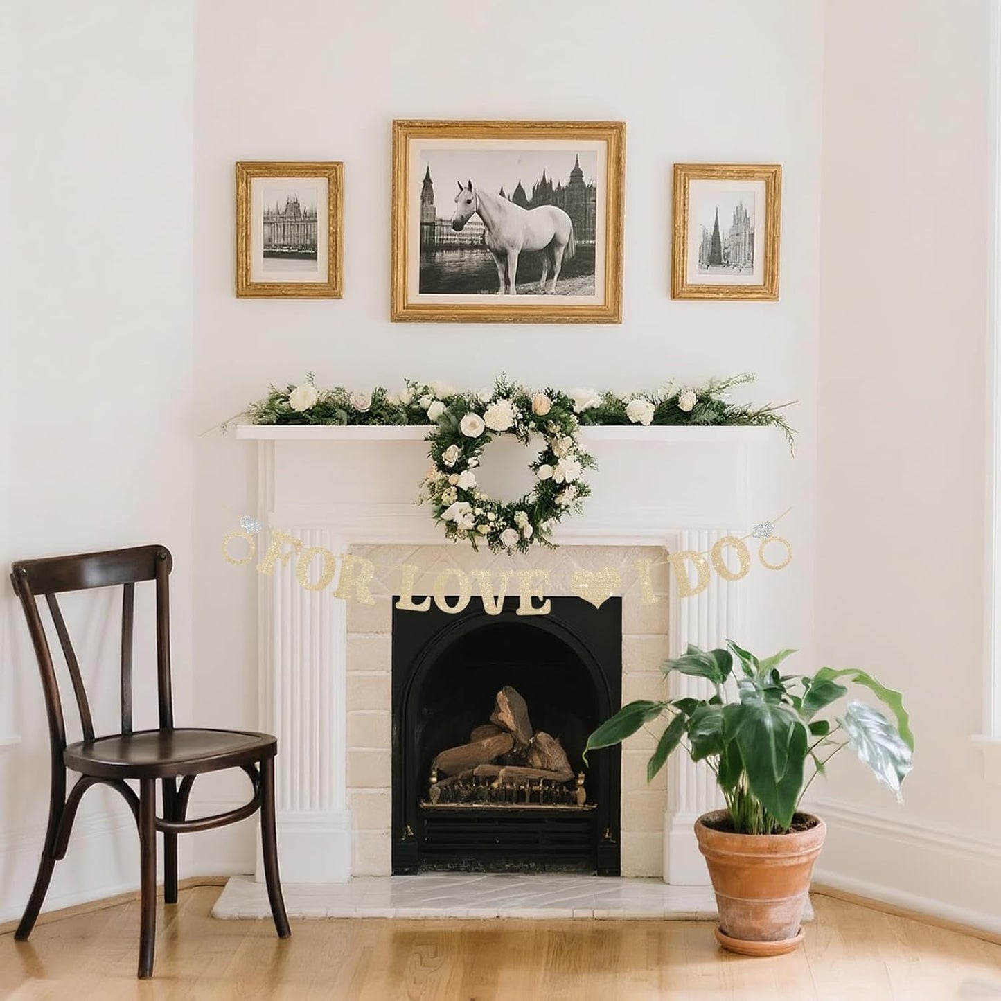 Wedding Decorations for Reception, Pre-Strung Bridal Shower Banner, Glitter For Love I Do Engagement Banner, Bride To Be Sign for Backdrop Ceremony Reception Bridal Shower Decorations