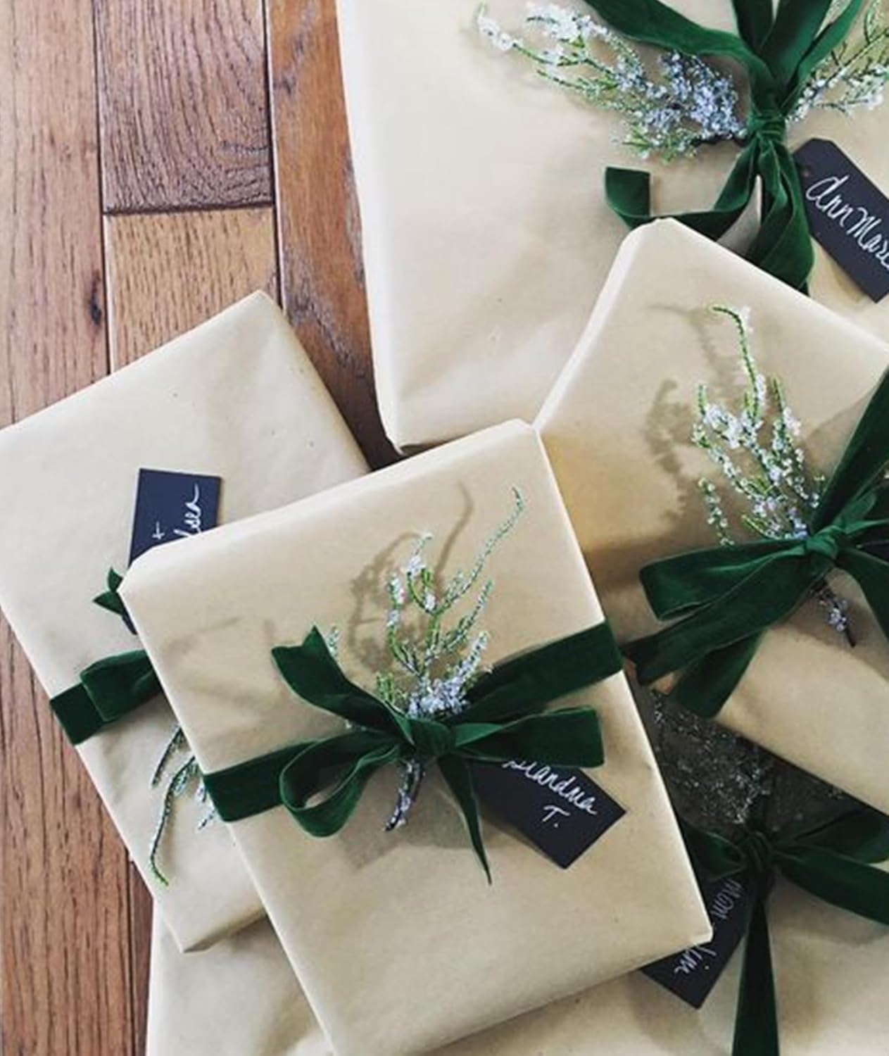 Dark Green Velvet Ribbon 5/8'' 25 Yards for Christmas Tree, Gift Wrapping, Flower Bouquet, Wreath Decorations, Bow Making