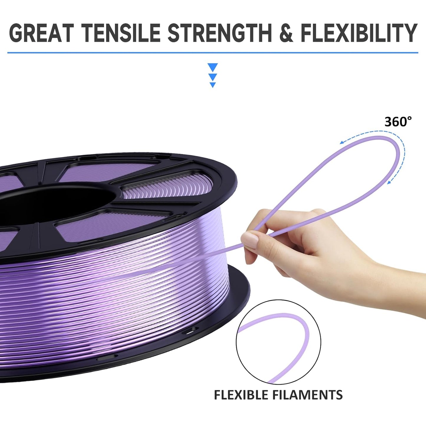 GIANTARM 3D Printer Filament, Silk Purple Pla Filament, 1Kg(2.2lbs) Spool, 1.75mm Dimension Accuracy +/- 0.03mm, 3D Printing Filament