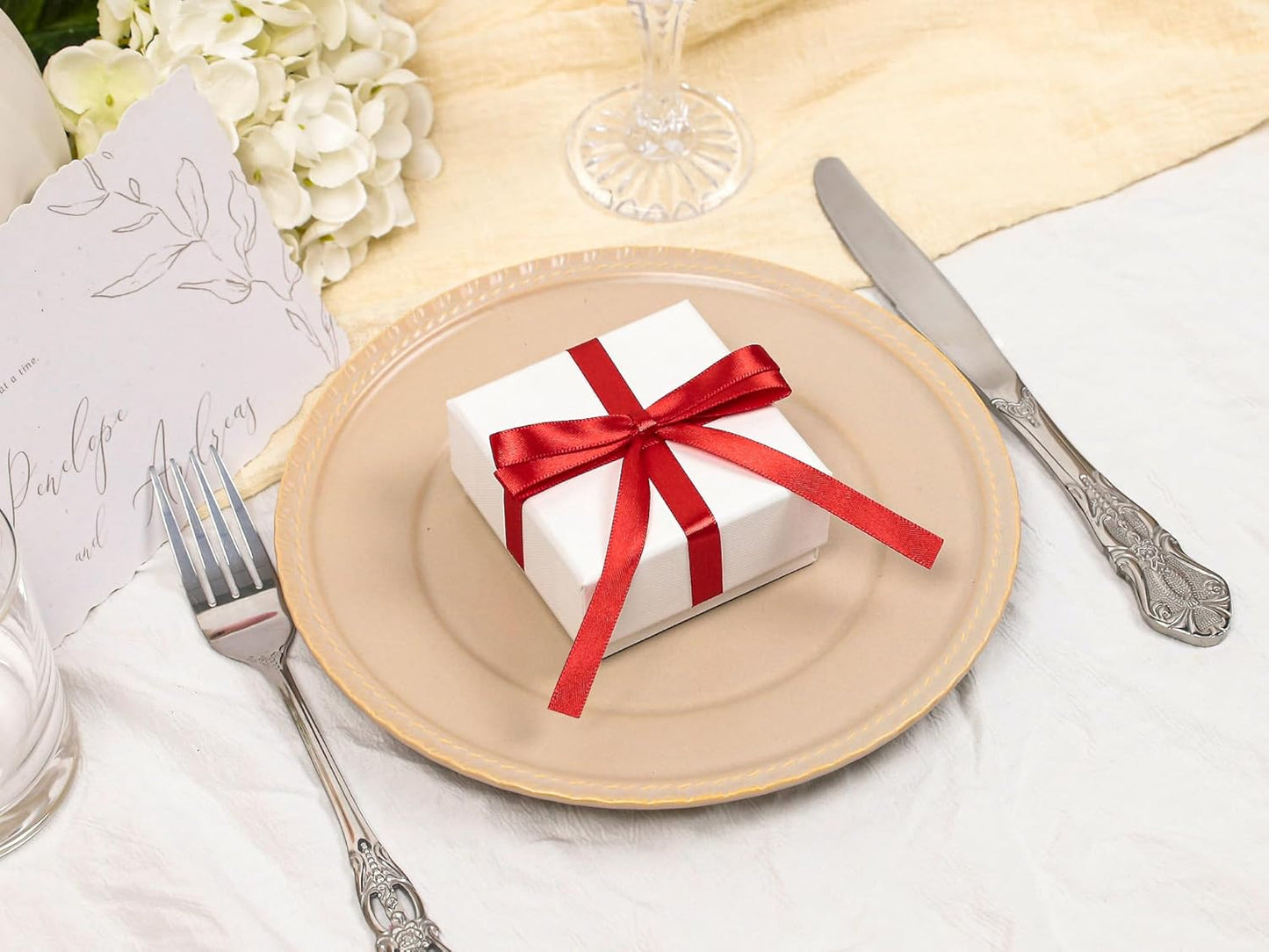 Red Satin Ribbon 3/8 inch X Continuous 100 Yards, Single Face Polyester Ribbon Perfect for Gift Wrapping, Flower Bouquet, Wedding Decor, Crafts, Bow Making, Sewing and More