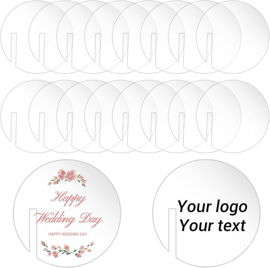 100 Pcs Wine Glass Name Tags, Personalized Wedding Drink Tags Reusable Circle Acrylic Labels Rim of Glass, Drink Markers to Write for Wedding Engagement Birthday Party Decorations