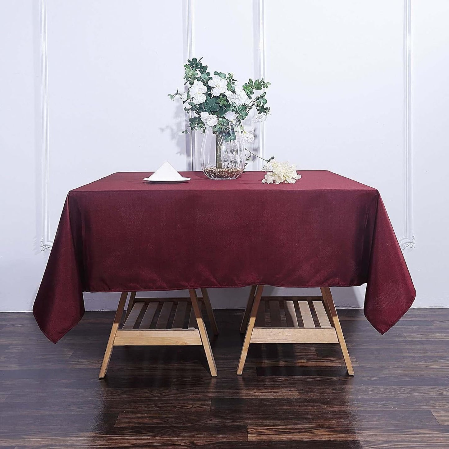 Efavormart 70" Premium Square Polyester Tablecloth for Wedding Kitchen Dining Events - Burgundy