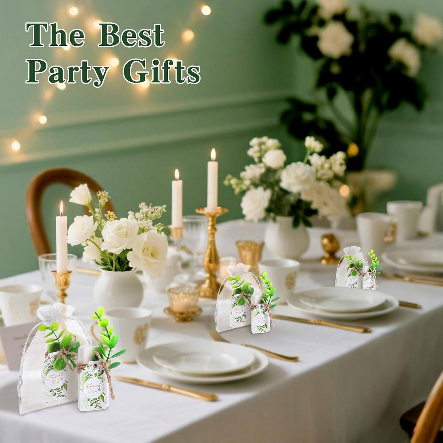 50PCS Handmade Soap Wedding Favor Natural Eucalyptus Handmade Soaps Soap Thank You Gifts Bridal Shower Favors Soaps for Baby Shower Party Spring Garden Decorations with Cards White Sandbags