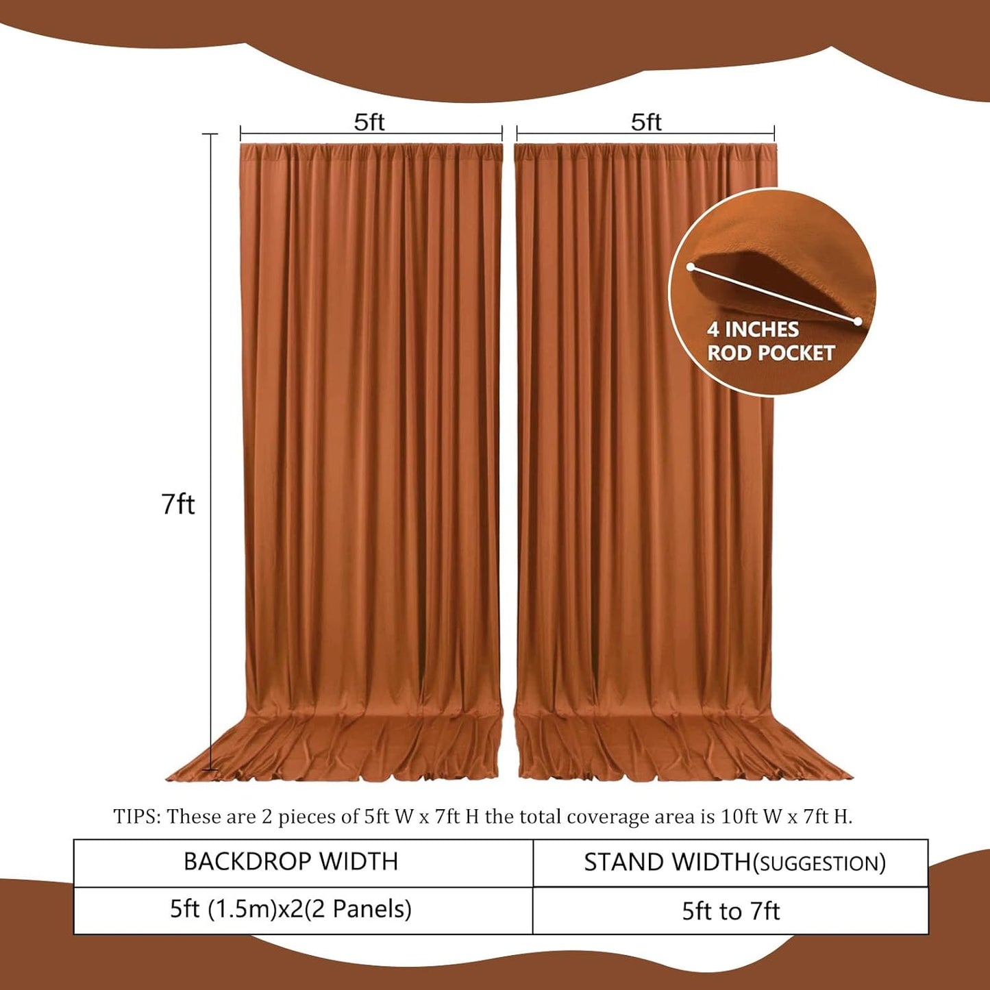 2 Panels Bronzer Backdrop Curtain, 10 x 7 Feet Background Curtains for Parties, Weddings, Baby Showers, Bachelorette Halloween, Christmas Birthday Party Photoshoot Backdrop Curtains Decorations