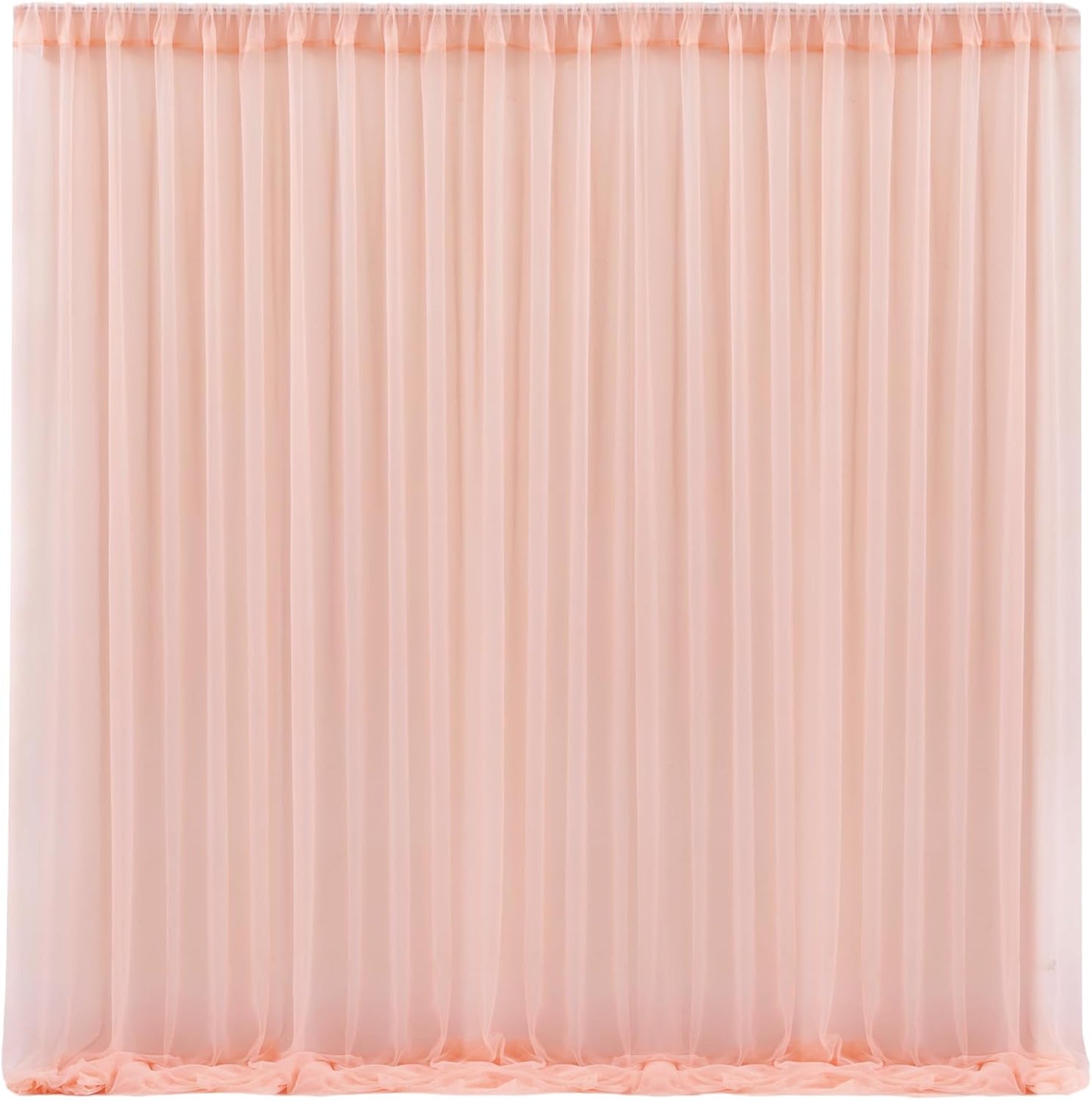 10x10 Peach Tulle Backdrop Curtains for Parties, Sheer Backdrop Curtain Wedding Photo Background Drapes for Baby Shower Photography Birthday Party