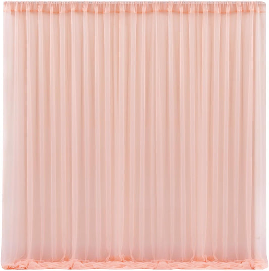 10x10 Peach Tulle Backdrop Curtains for Parties, Sheer Backdrop Curtain Wedding Photo Background Drapes for Baby Shower Photography Birthday Party