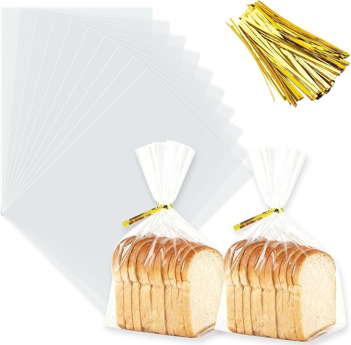 ZHEWTOEN 100 Pcs 8x11 Inch Clear Cellophane Treat Bags with Color Twist Ties, Plastic Goodie Cello Bags for Candy, Cookies, Popcorn, Small Gift Wrapping, Party Favors, Bakery Packaging