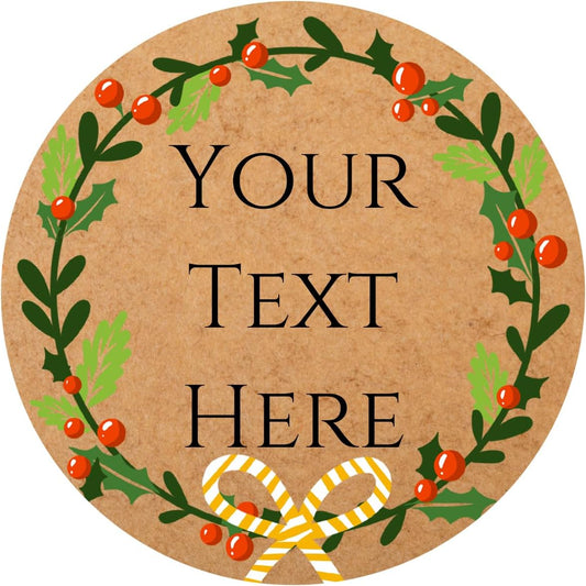 100-1000pcs Custom Stickers Merry Christmas Stickers Personalized Labels Adhesive Xmas Decorative Envelope Seals Stickers for Cards Gift Boxes (Round Kraft -4)