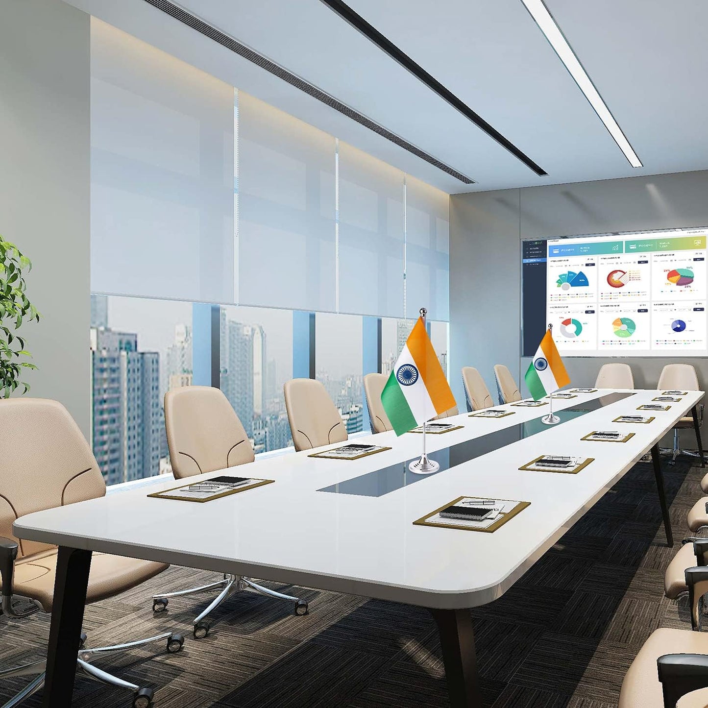 ZXvZYT 2 Pack India flag Indian Table Flag Small Mini Indian Desk Flags With Stand Base,International Festival Events Celebration Decorate,Home office Decorations