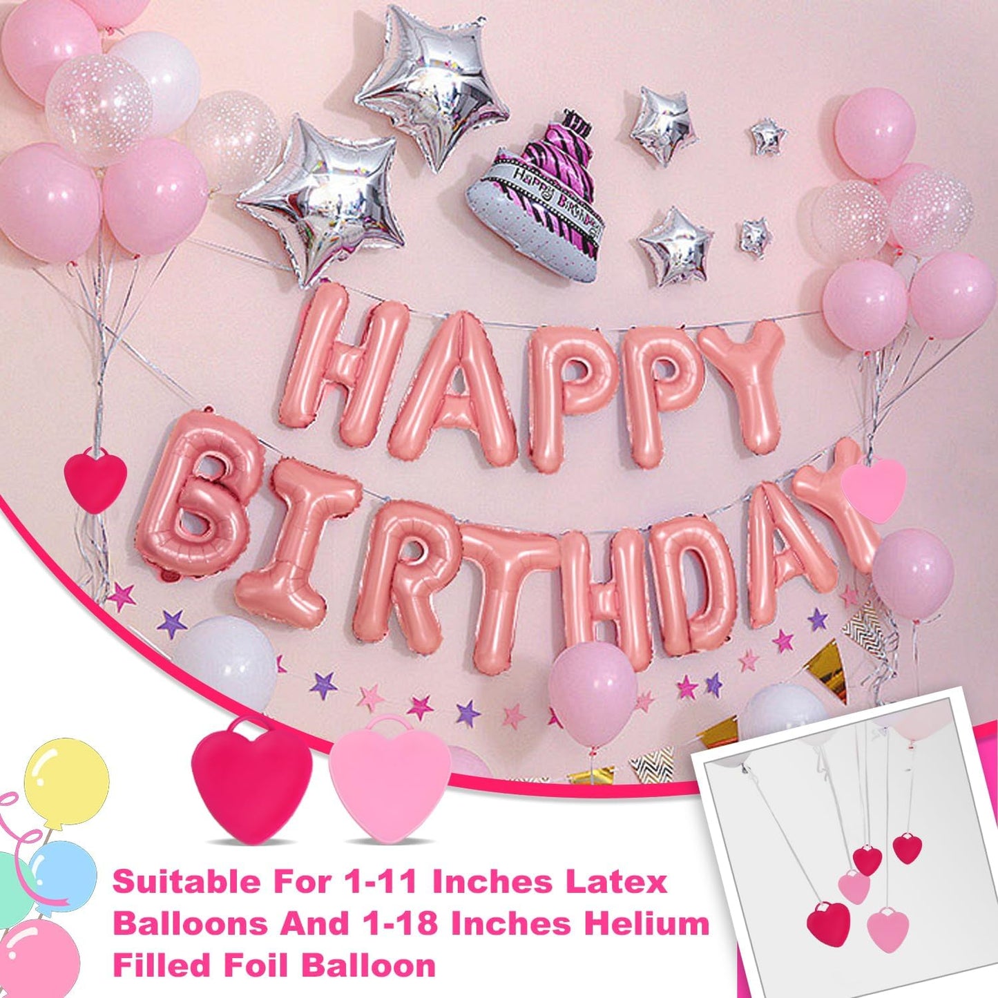 40PCS Balloon Weights Plastic Heart Shaped Balloon Pendants Wedding Birthday Party Balloons Accessories For Helium Balloon Decoration(RoseRed & Pink)