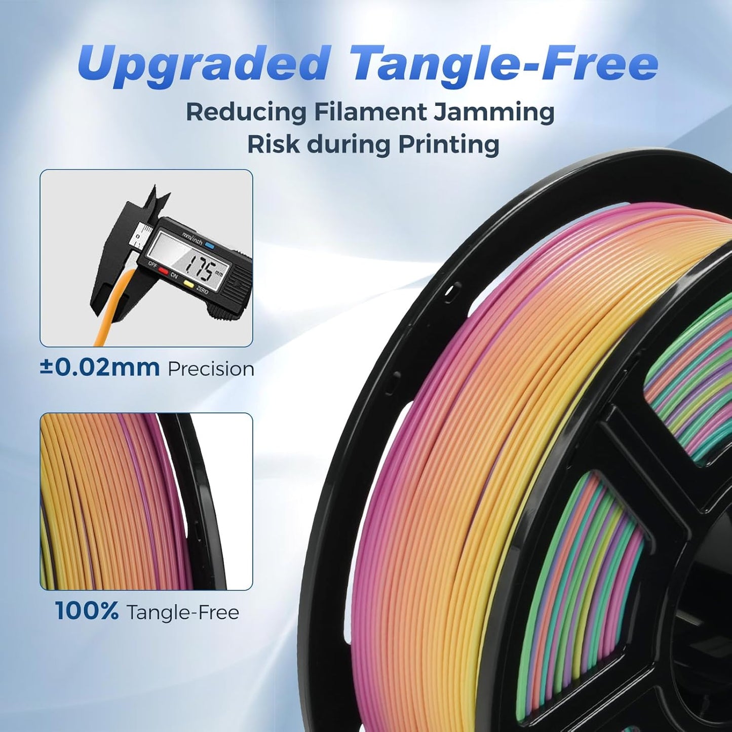 FLASHFORGE Rapid PLA 1.75mm Rainbow Candy, 500mm/s High Speed Printing, 3D Printer Filament 1kg Spool, Dimensional Accuracy +/- 0.02mm, Enjoy Exceptional Print Quality