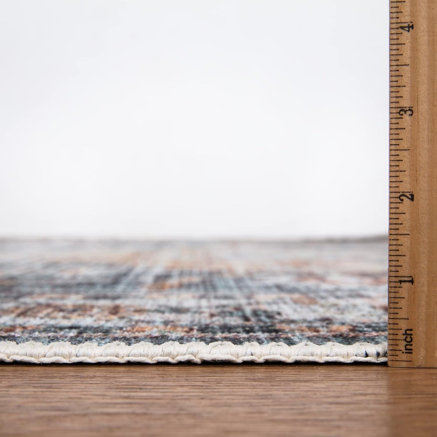 Bloom Rugs Washable Non-Slip 3' x 5' Rug - Teal/Peach Traditional Area Rug for Living Room, Bedroom, Dining Room, and Kitchen - Exact Size: 3' x 5'