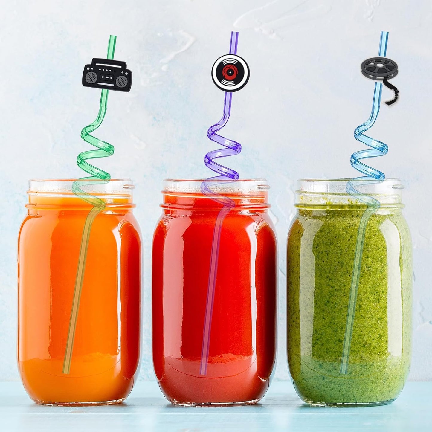 24 Pcs Movie Night Party Plastic Straws Movie Theme Party Supplies Projectors Cinema Ticket Popcorn Drinking Straws for Kids Teens Adults Birthday Party Favors Decorations