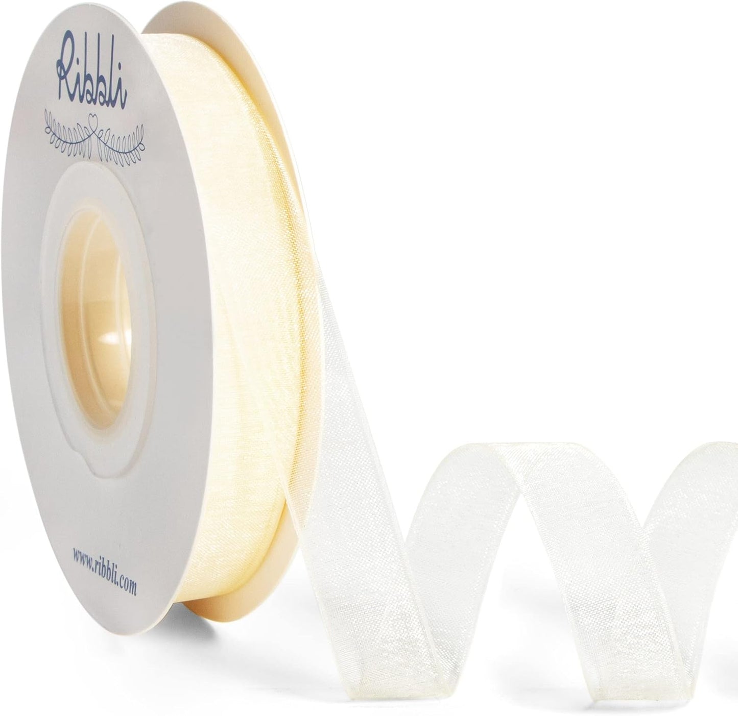 Ribbli Cream Organza Ribbon,1/2 Inches x Continuous 50 Yard, Cream Sheer Ribbon for Gift Wrapping,Cookie Wrapping,Wedding Decoration,All Crafting and Sewing