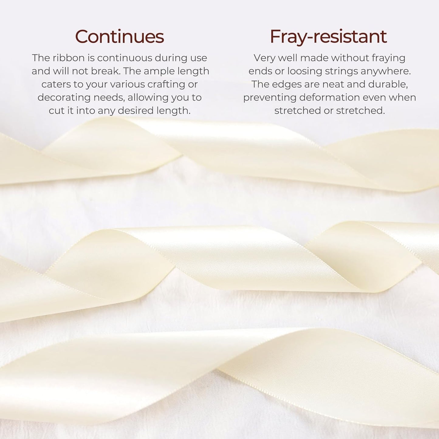 Beige Satin Ribbon 1 inch X Continuous 50 Yards, Single Face Polyester Ribbon Perfect for Gift Wrapping, Flower Bouquet, Wedding Decor, Crafts, Bow Making, Sewing and More