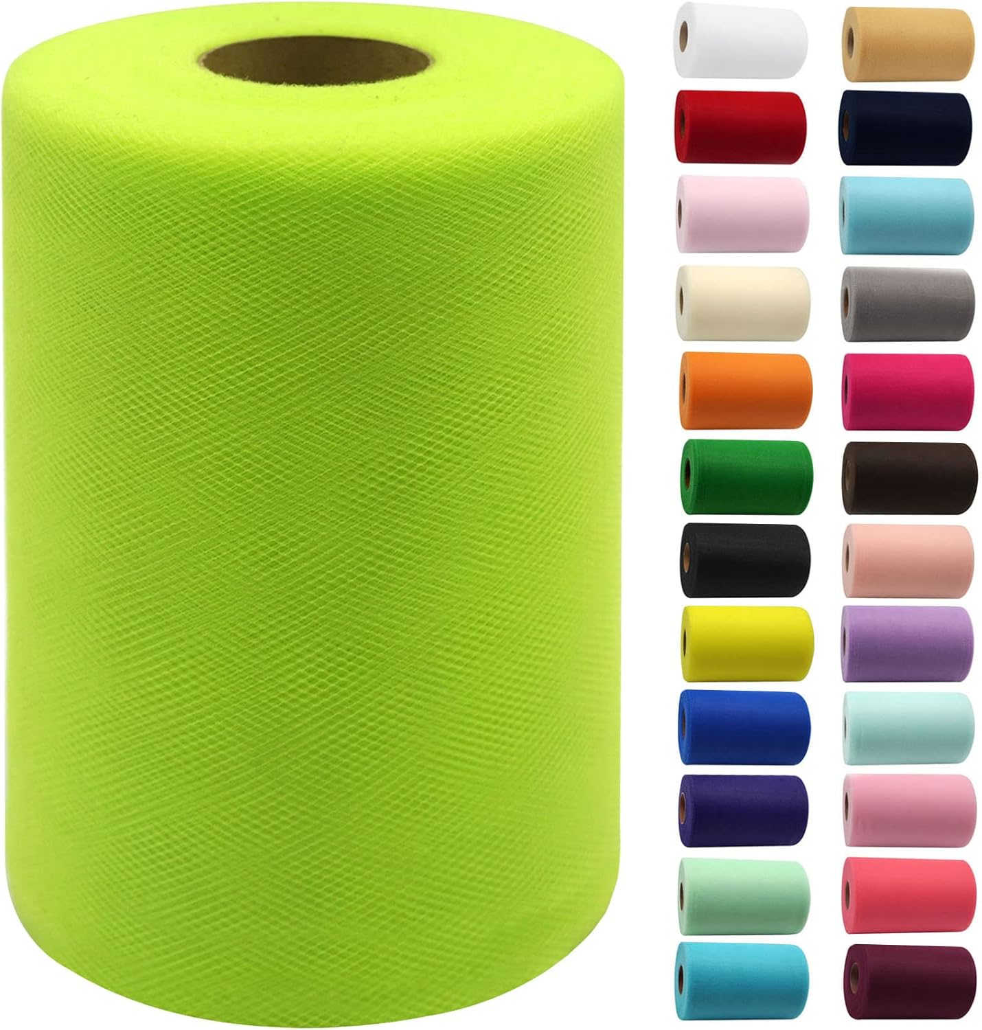 Lime Green Tulle Fabric Rolls 6 Inch by 100 Yards (300 feet) Fabric Spool Tulle Ribbon for DIY Tutu Bow Halloween Decorations Baby Shower Birthday Party Wedding Christmas Craft Supplies