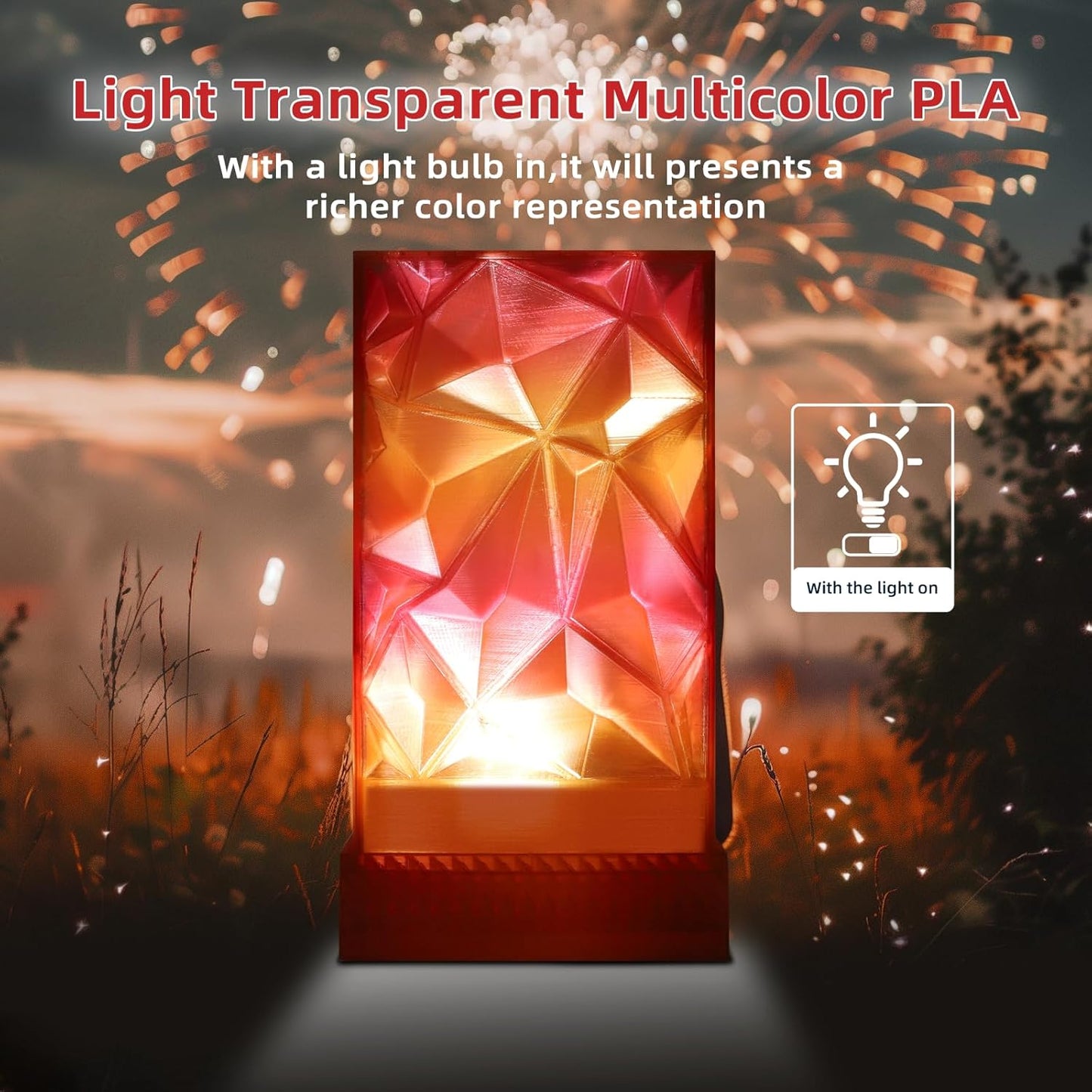 Transparent Multi Rainbow Color Change PLA 1.75mm 1KG 3D Printing Filament Crystal Rainbow PLA-Flame