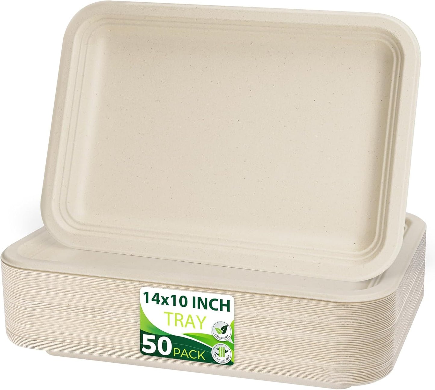 50 Pack Brown 14" Heavy Duty Disposable Rectangle Food Trays, Compostable Extra Large Paper Platter Plates Serving Crawfish, Lobster, Crab for Party, BBQ, Crawfish Boil Accessories