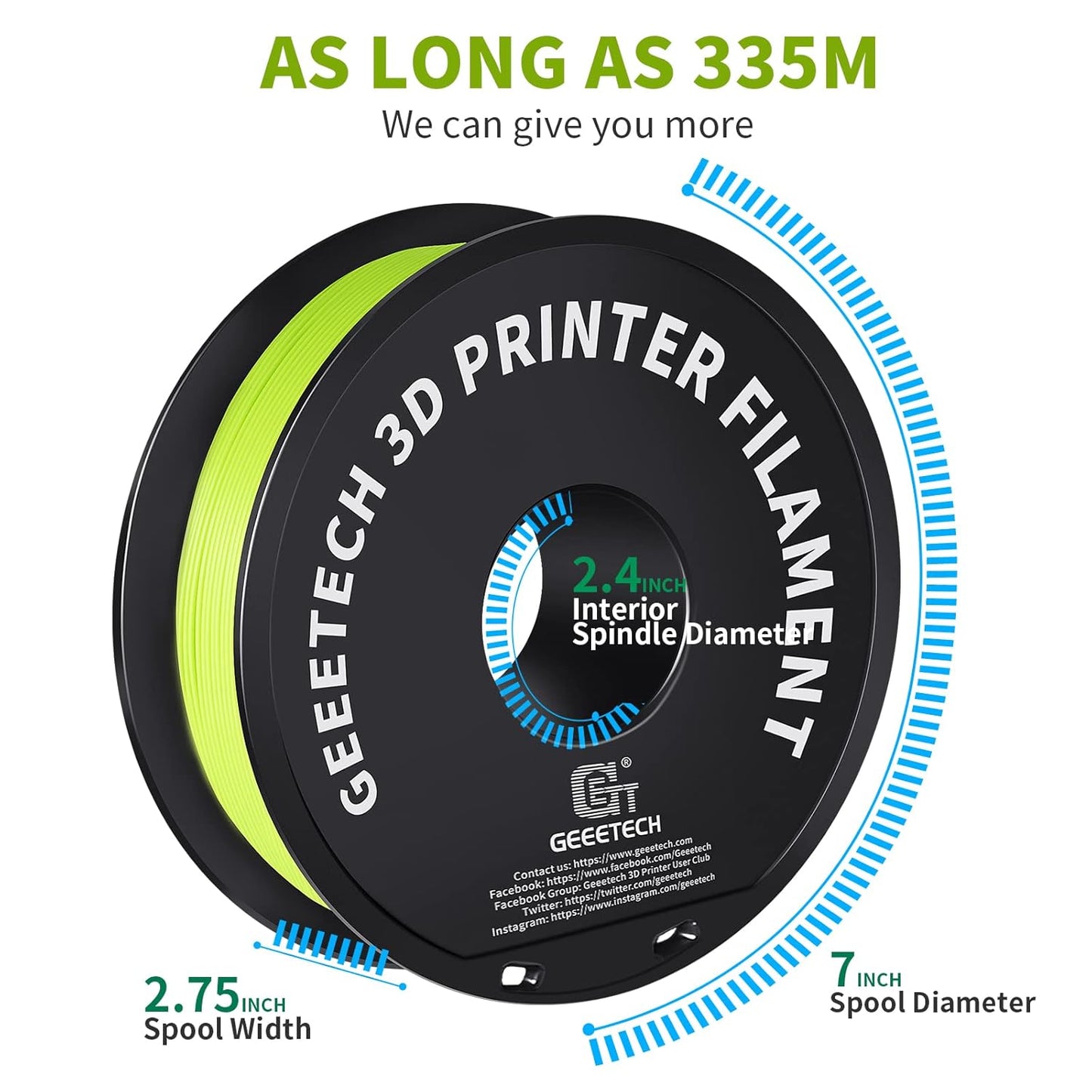 Geeetech 1.75mm PLA 3D Printer Filament, 1kg Spool (2.2lbs), Upgrade Tidy Winding Tangle-Free, Dimensional Accuracy +/- 0.03mm, Apple Green