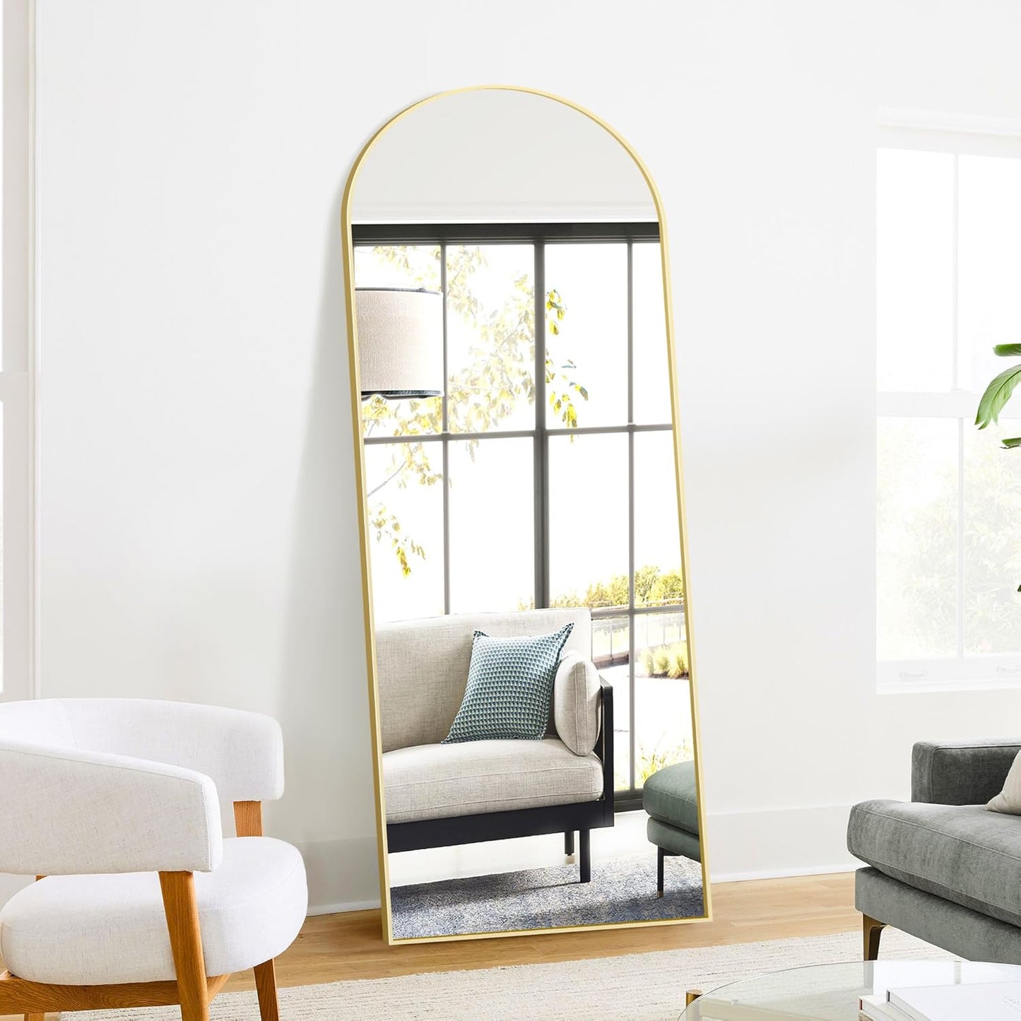Full Length Arched Mirror, 70"x24" Standing Floor Full Body Mirror for Wall with Aluminum Alloy Frame for Bedroom, Living Room, Dressing Room(Gold)