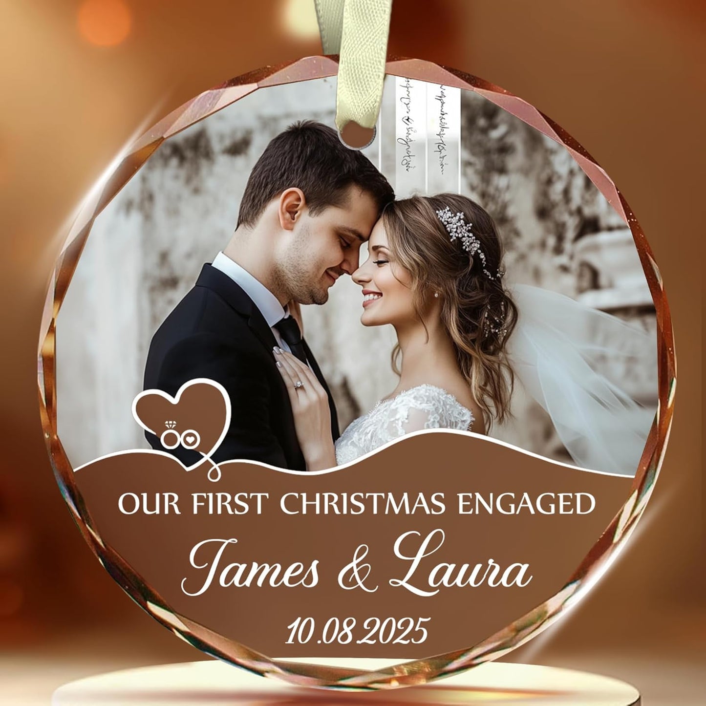 Personalized Our First Christmas Engaged Ornaments - Wedding Christmas Ornament For Newlywed Couple, Bride And Groom - Gifts For Newlywed Couples - Happy Engagement Gift