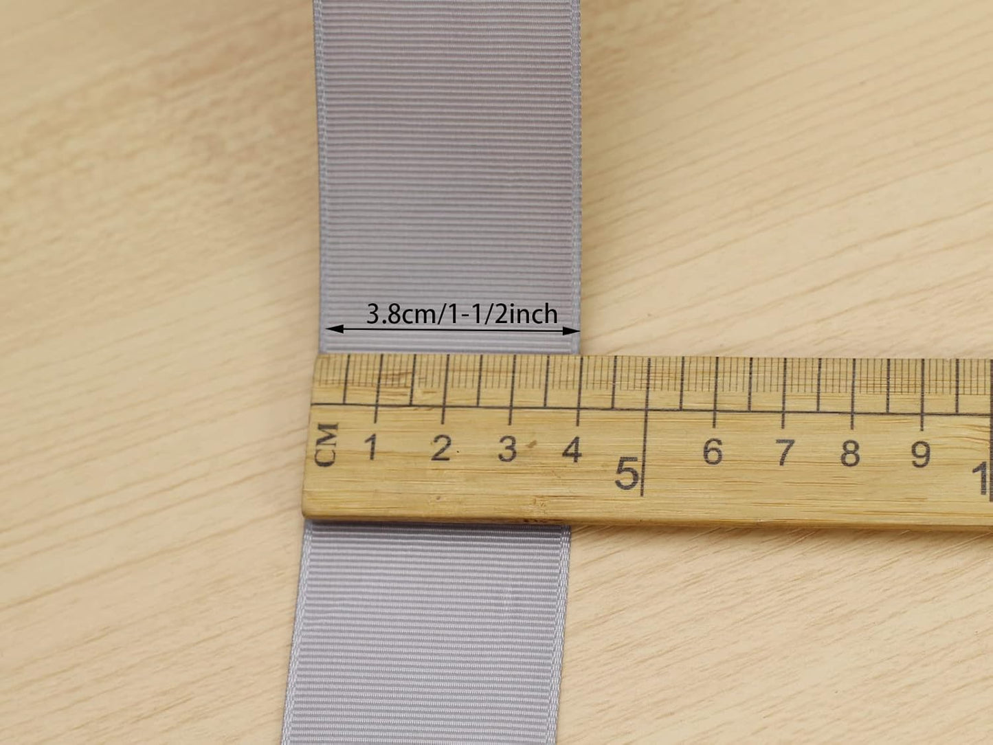 One Roll 50 Yards Soild Gray Grosgrain Ribbon 1 1/2 inch Flower Bouquets Ribbons- Thick Gift Wrapping Ribbon-DIY Crafts Bow Hair Headband Accessories Ribbons #09(38mm)