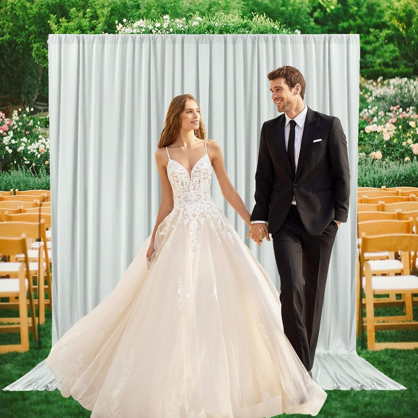 2 Panels Silver Backdrop Curtain, 10 x 7 Feet Background Curtains for Parties, Weddings, Baby Showers, Bachelorette Halloween, Christmas Birthday Party Photoshoot Backdrop Curtains Decorations