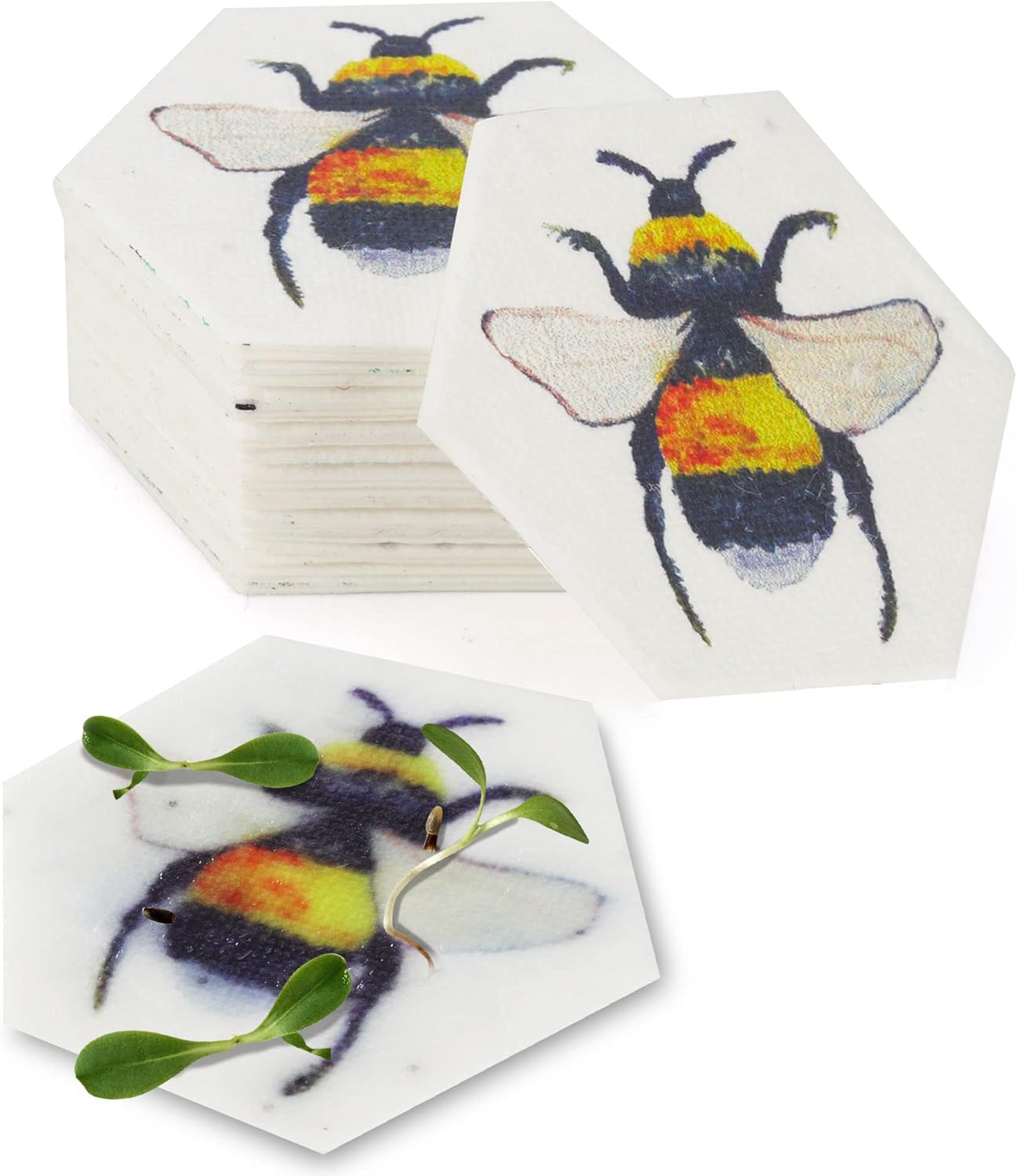 Plantable Wildflower Seed Paper Favors with Bee, Seed Packets Birthday Party Wedding Baby Shower Favors for Guests- Handmade Funeral Memorial Paper (Set of 24)