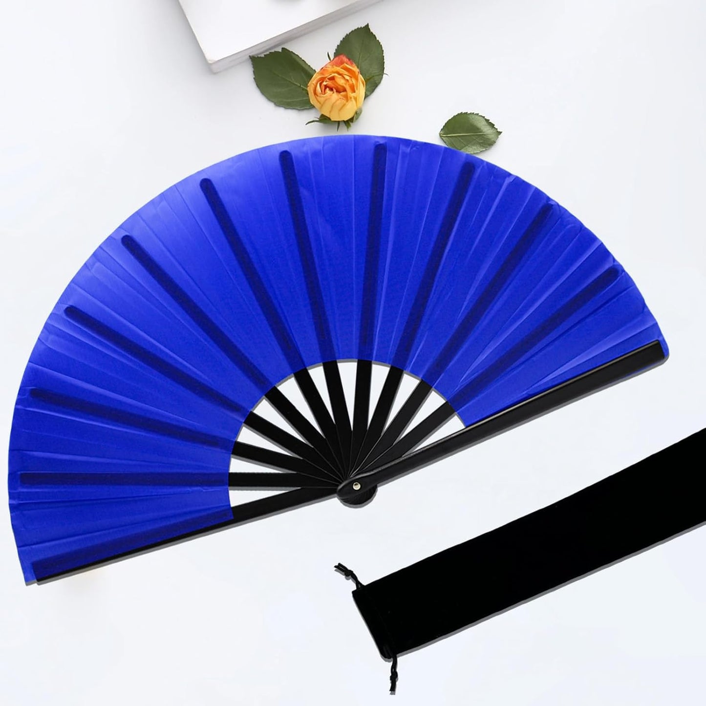 13inch Large Rave Fan Popping Clacking Fans for Line Dancing,Hand Fans for Women Foldable,Boots on The Ground Fan,Portable for Outdoor,Wedding,Party,Decoration (4pcs Blue)