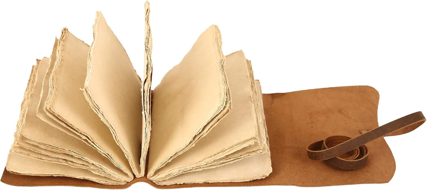 Handmade Leather Journal | Writing Notebook Diary | Bound Daily Notepad For Men & Women Unlined Paper Medium, writing pad for artist, sketch