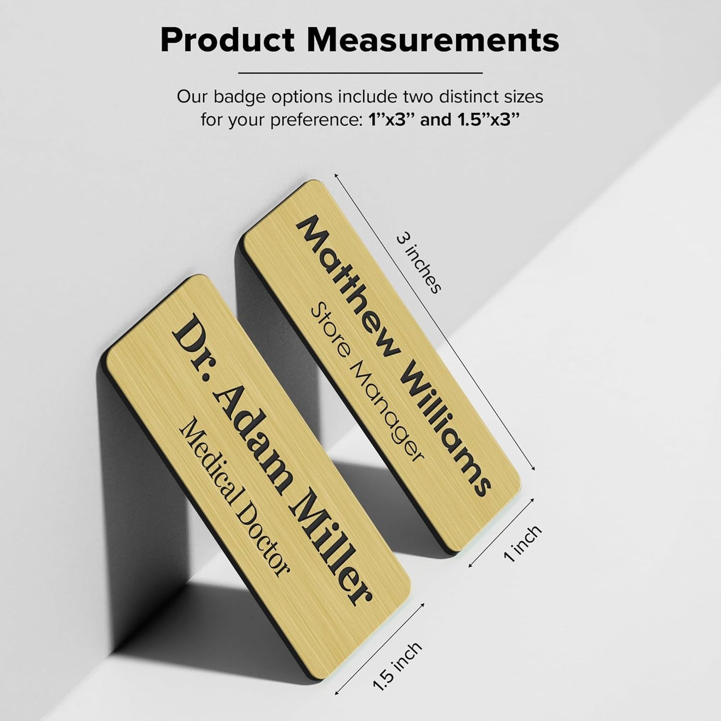 Name Tag, Magnetic Name Tags, Personalized Name Tags, 1.5 x 3 Inches, Durable Engravable Impact Acrylic Material, Made in The USA by My Sign Center (Classic Rectangle)