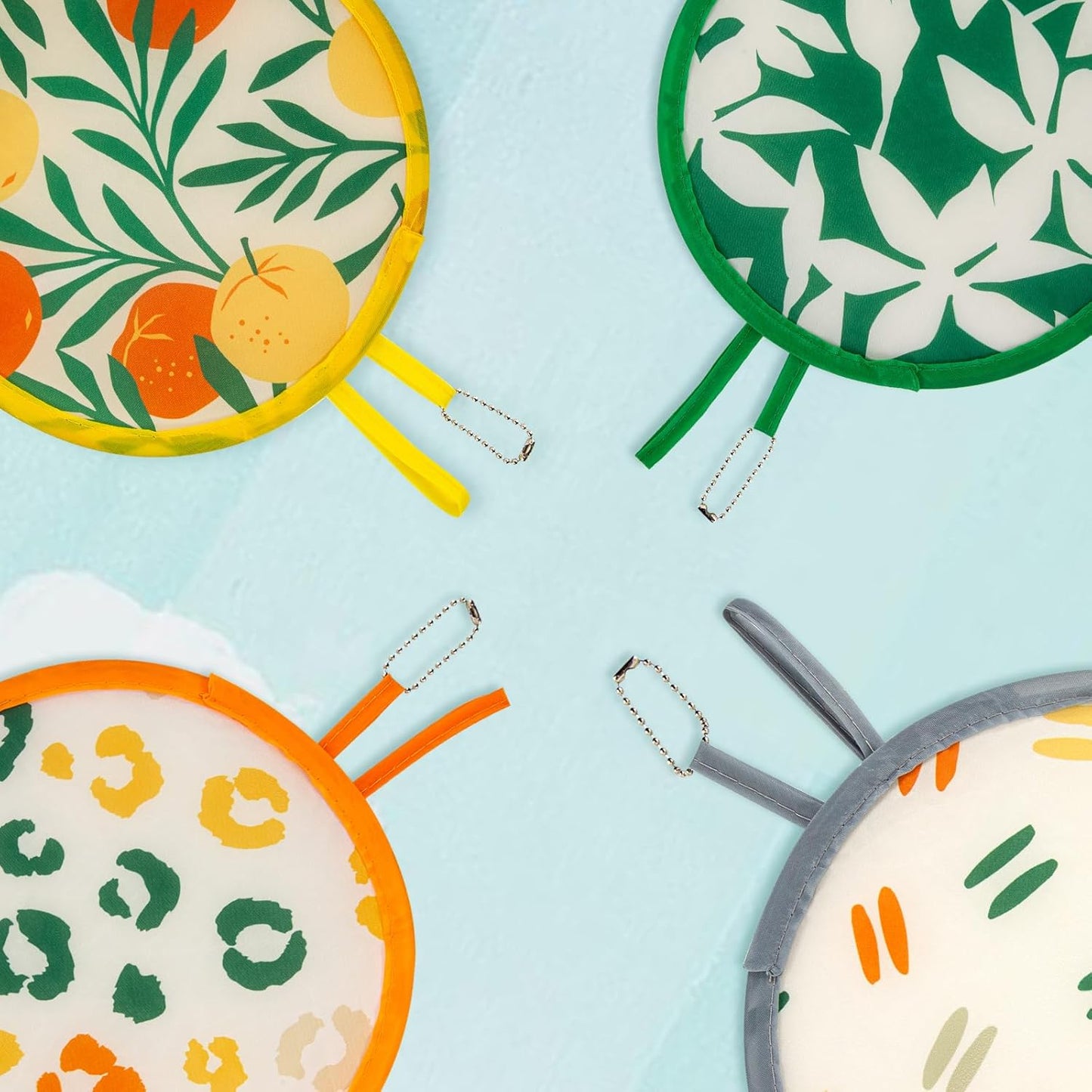 4 Styles Summer Round Foldable Hand Fan Japanese Foldable Fan Style Handheld Foldable Compact Cooling Fans,Round Folding Fan for Outdoor Games,Xmas Decoration,Festival,Party Favors,Travel,Events