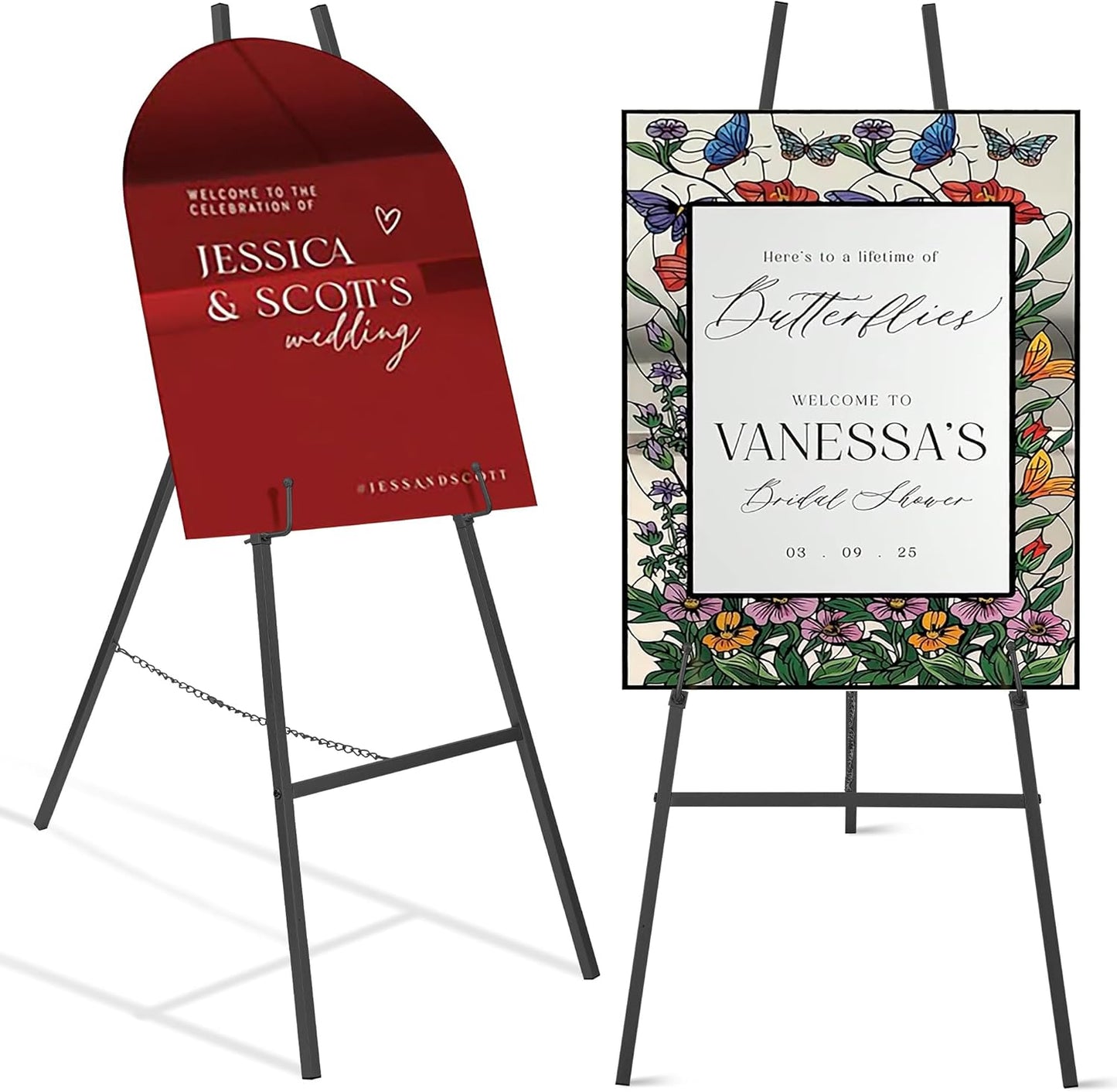 ARTASY 57" Black Easel Stand for Wedding Signs, Posters, Portable Artist Easel for Painting Canvas, Display Easel for Home and Office