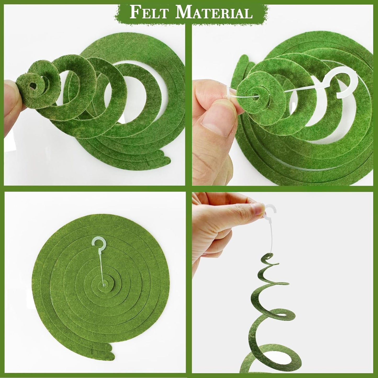 36Pcs Olive Green Hanging Swirl Decorations Ombre Sage Green Felt Swirl Streamer Spiral Ceiling Garland for Neutral Baby Shower Birthday Wedding Engagement Safari Jungle Woodland Party Supplies