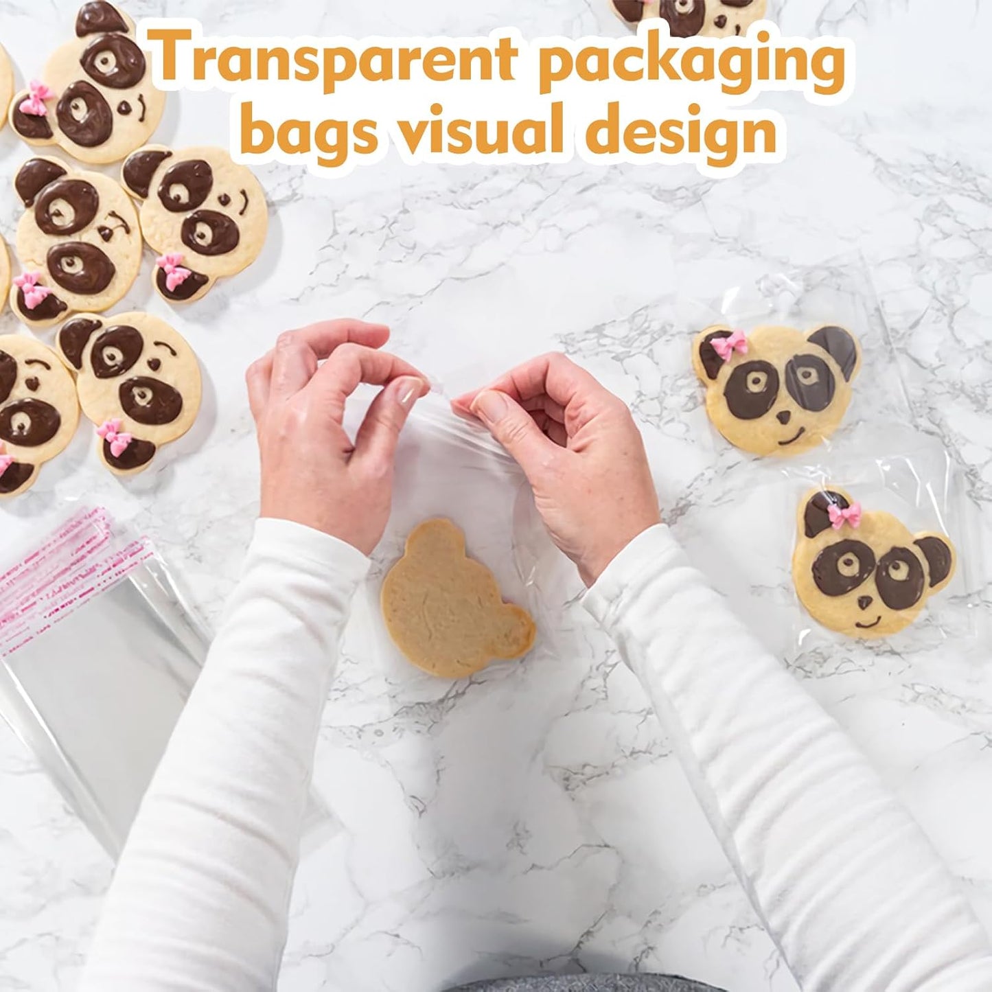 200 Pcs Clear Cellophane Bags 4 x 6 inches Cookie Bags, Self Sealing Cellophane Bags Resealable Cookie & Candy Bags for Party, Christmas, Family Baking Supplies