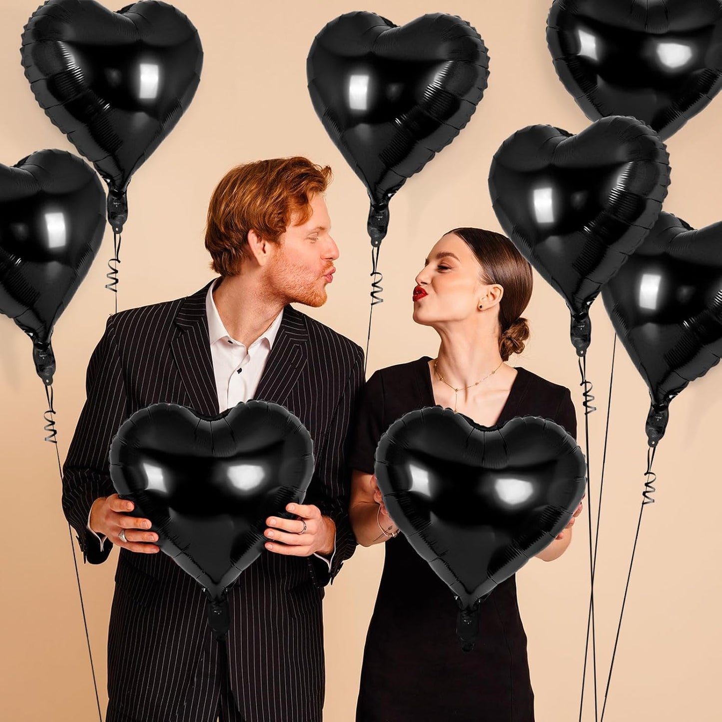 24 Pcs Black Heart Balloons,18 inch Heart Shape Foil Balloons Love Balloons Valentine Balloons for Birthday Party Wedding Engagement Party Baby Shower Valentine Day Decorations (Black)